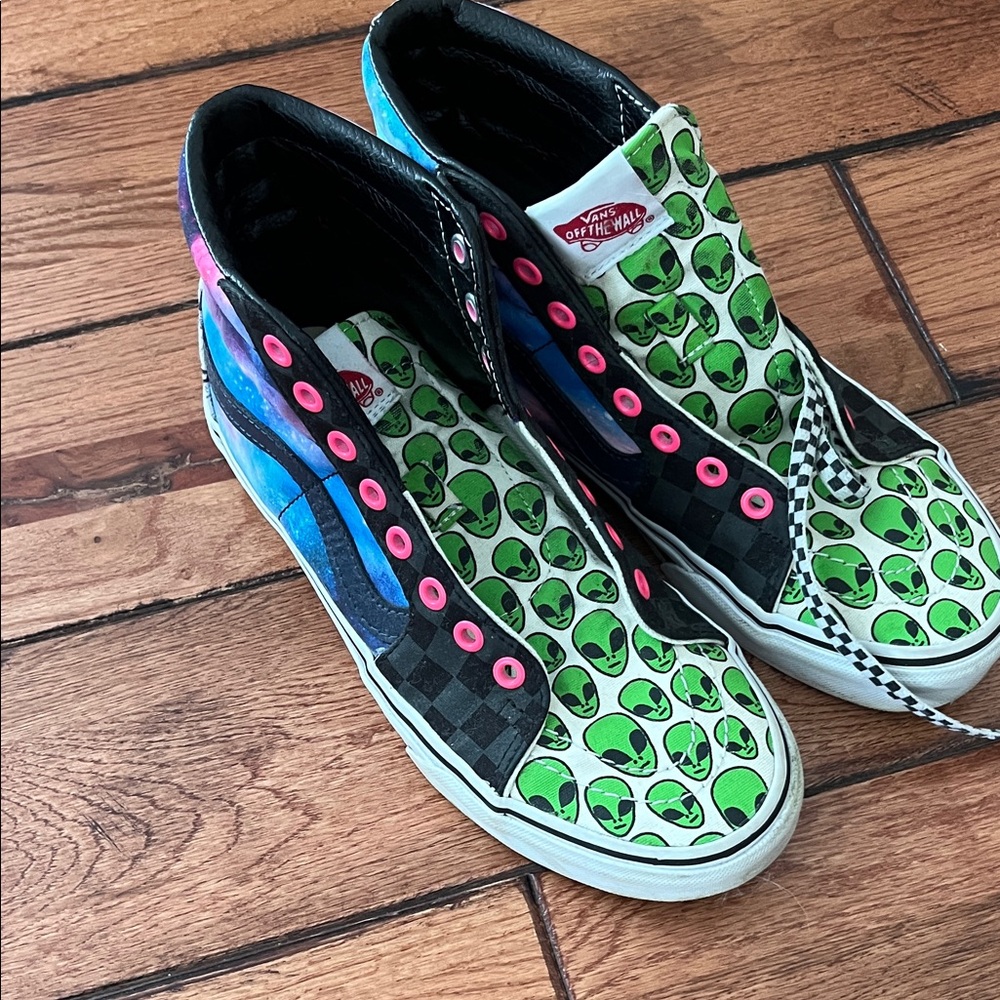 Vans Green Alien High-Tops with Blue and Black Accents